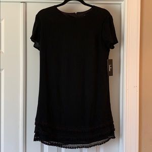 Lulu's Black Fringe Hem Dress